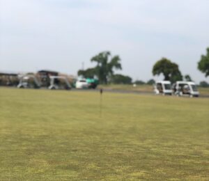 朝の練習グリーン。大切なのはルーティーン。